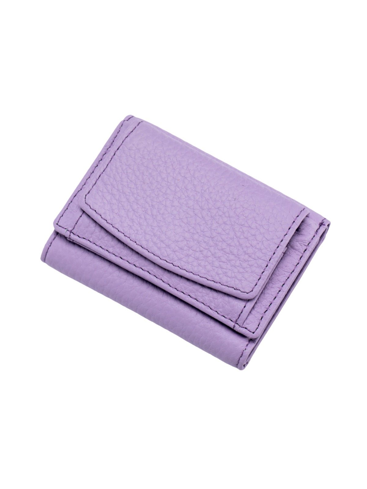 Portefeuille femme compact cuir grainé, protection RFID, porte - cartes pratique, format mini, porte - monnaie intégré, modèle Nadine - Porte - feuille - Lavande