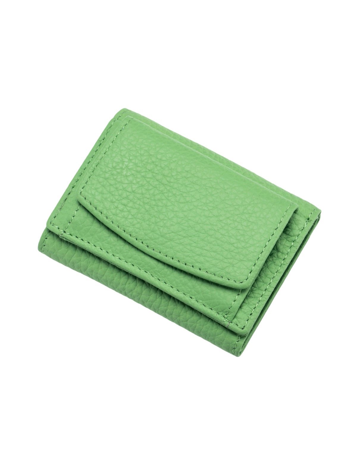 Portefeuille femme compact cuir grainé, protection RFID, porte - cartes pratique, format mini, porte - monnaie intégré, modèle Nadine - Porte - feuille - Vert clair