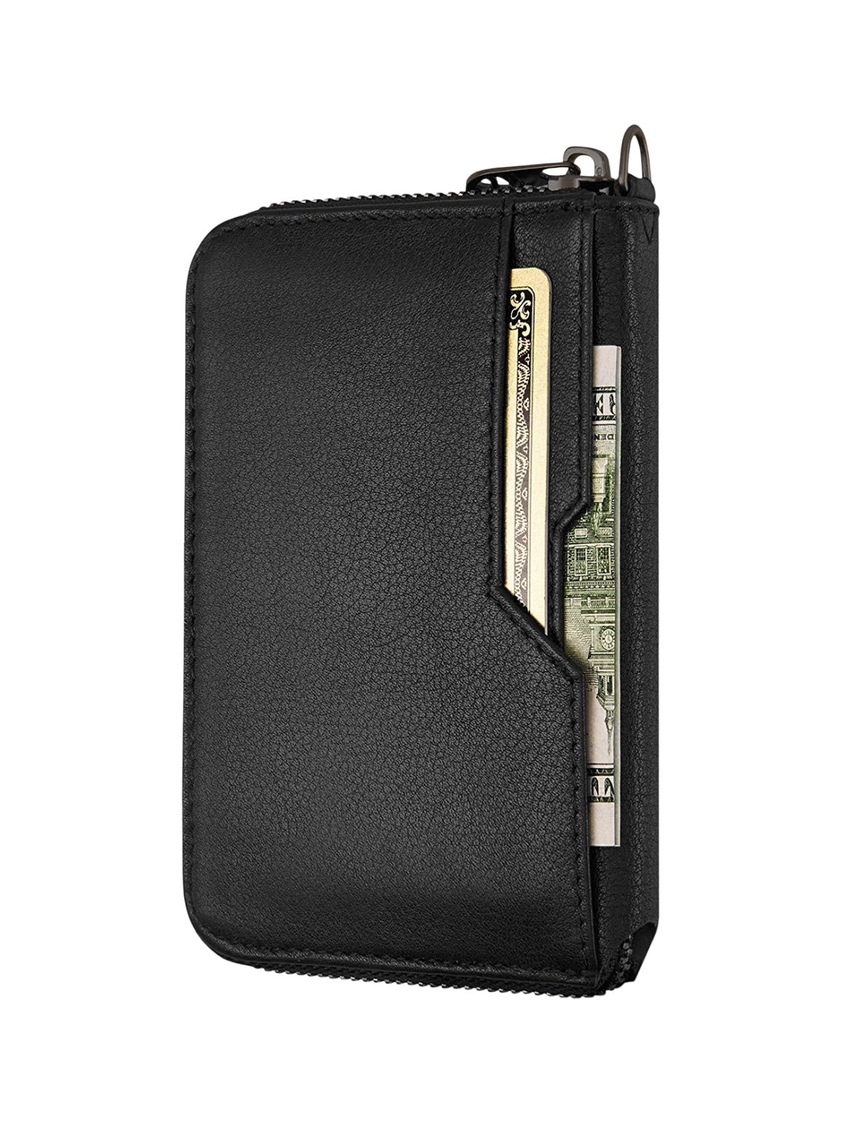 Portefeuille homme compact RFID, en simili vegan, zip intégral, tiroir cartes, format mince, pratique et moderne, modèle Ruino - Porte - feuille - Noir