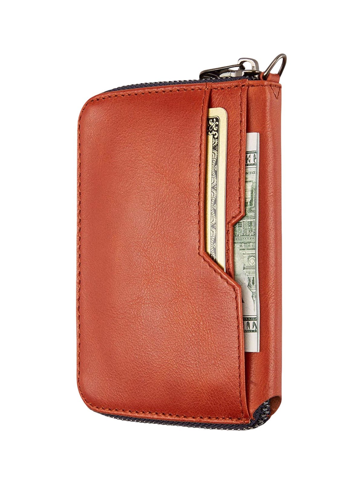 Portefeuille homme compact RFID, en simili vegan, zip intégral, tiroir cartes, format mince, pratique et moderne, modèle Ruino - Porte - feuille - Cognac