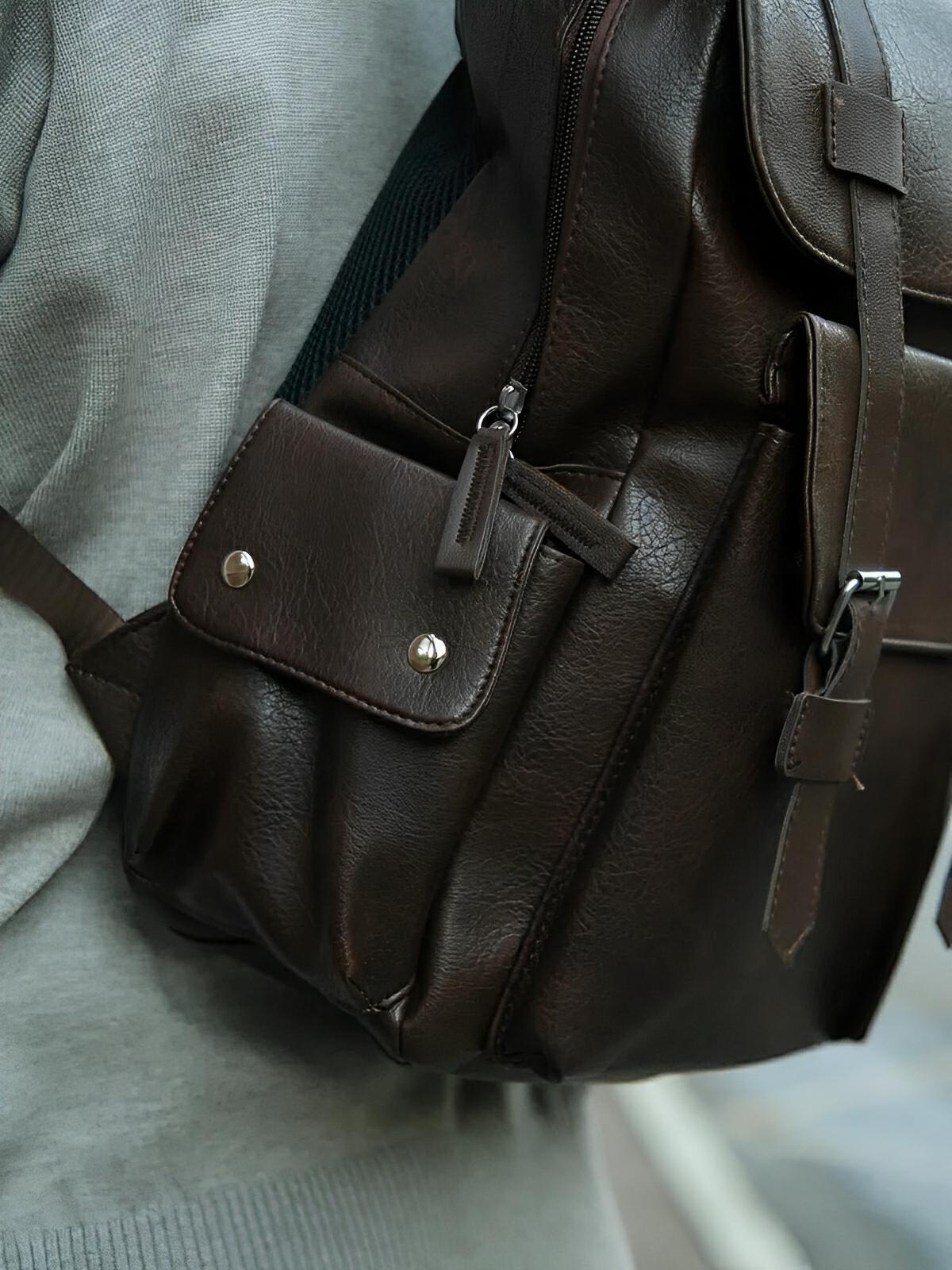 Sac à dos à grande capacité, pour la vie quotidienne, au design moderne, modèle Ludovic - Sac à dos - Café