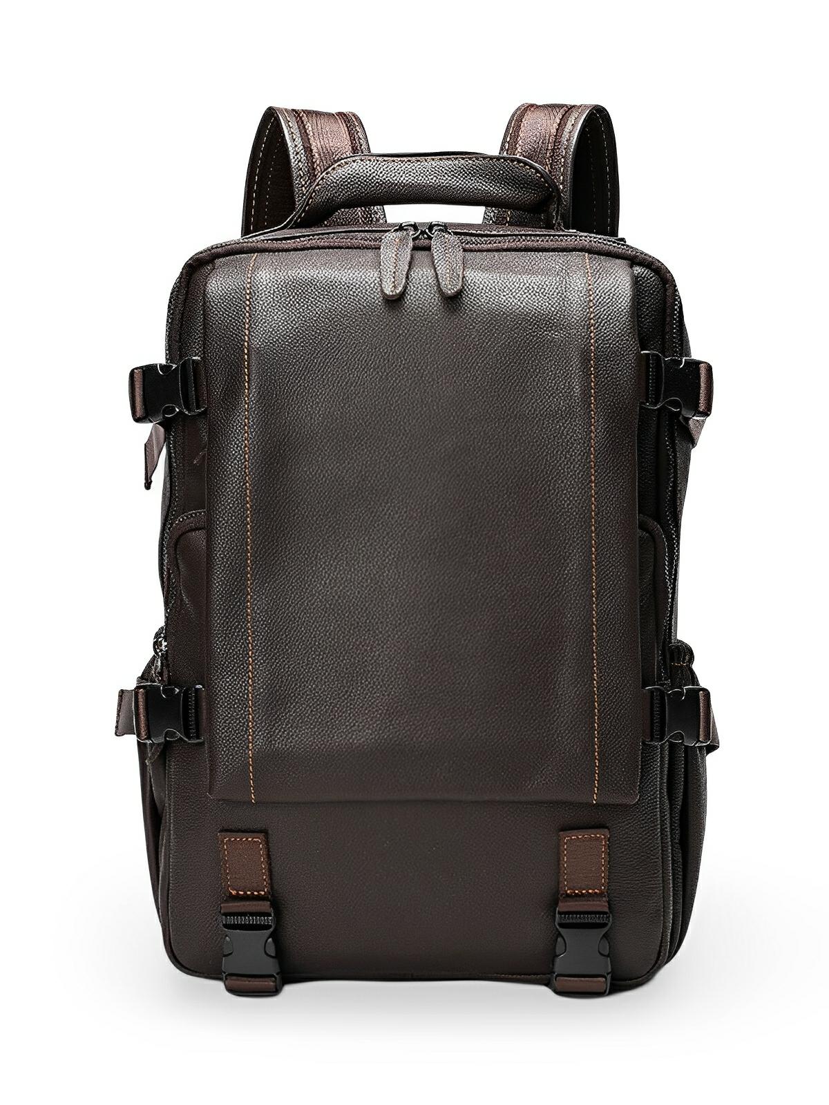 Sac à dos bicolore en cuir, pour l'homme casual, modèle Noé - Sac à dos - Café