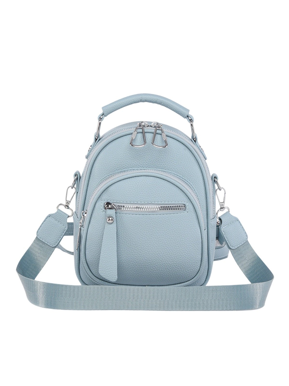 Sac à dos compact femme, sac trois positions, sac à main urbain, petit sac multifonction, sac à bandoulière, modèle Melitine - Sac à dos - Bleu