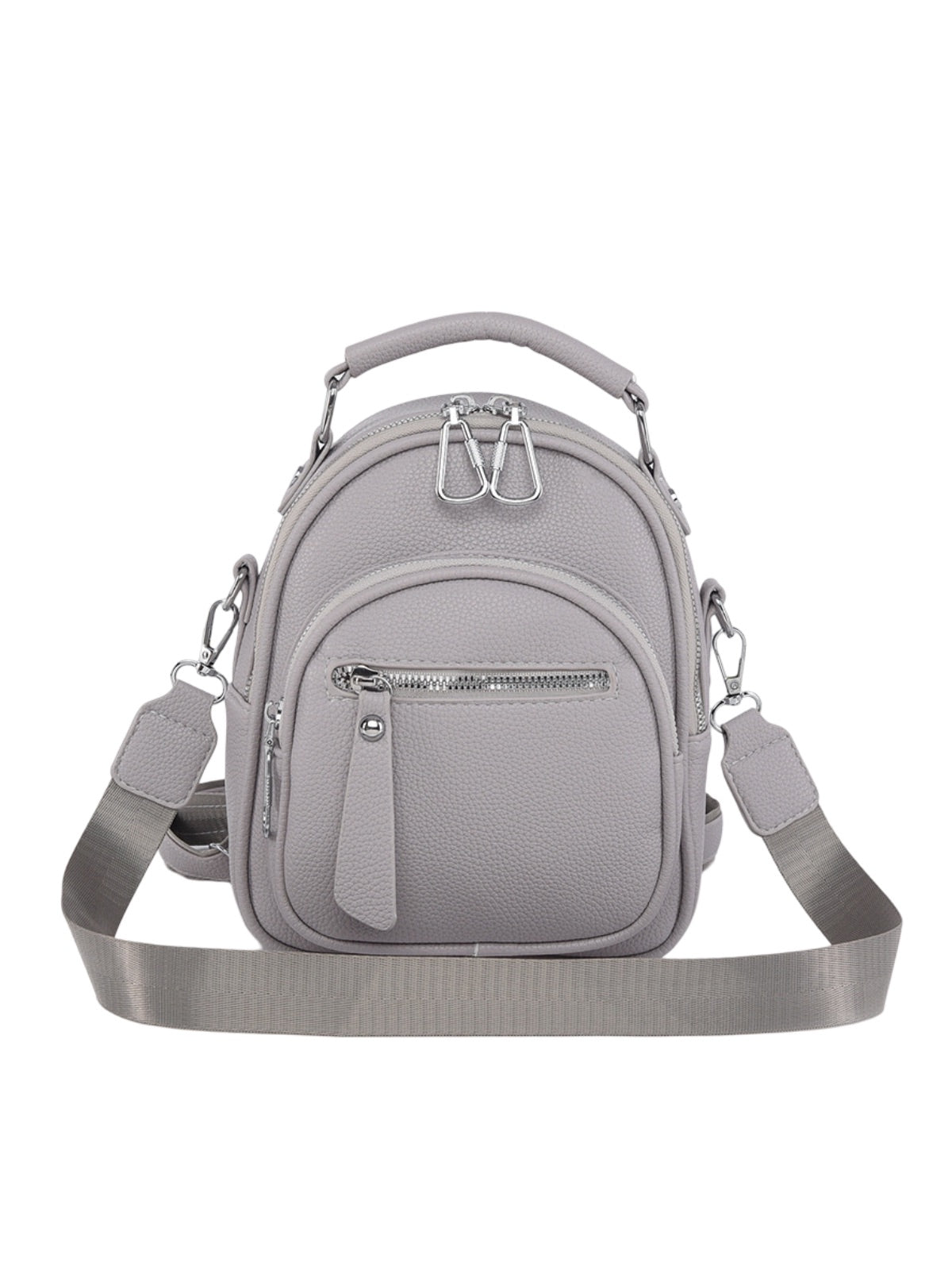 Sac à dos compact femme, sac trois positions, sac à main urbain, petit sac multifonction, sac à bandoulière, modèle Melitine - Sac à dos - Gris