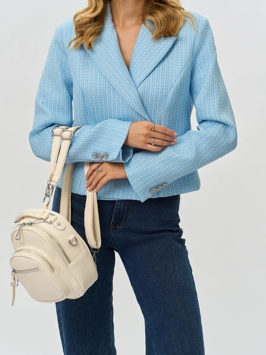 Sac à dos compact femme, sac trois positions, sac à main urbain, petit sac multifonction, sac à bandoulière, modèle Melitine - Sac à dos - Blanc