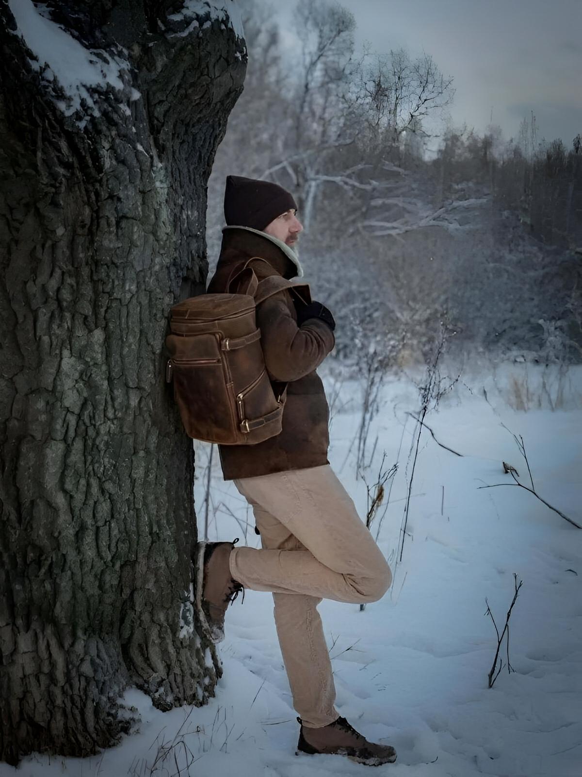 Sac à dos cuir, à nombreuses poches, pour un usage quotidien, modèle Rosaire - Sac à dos - Marron