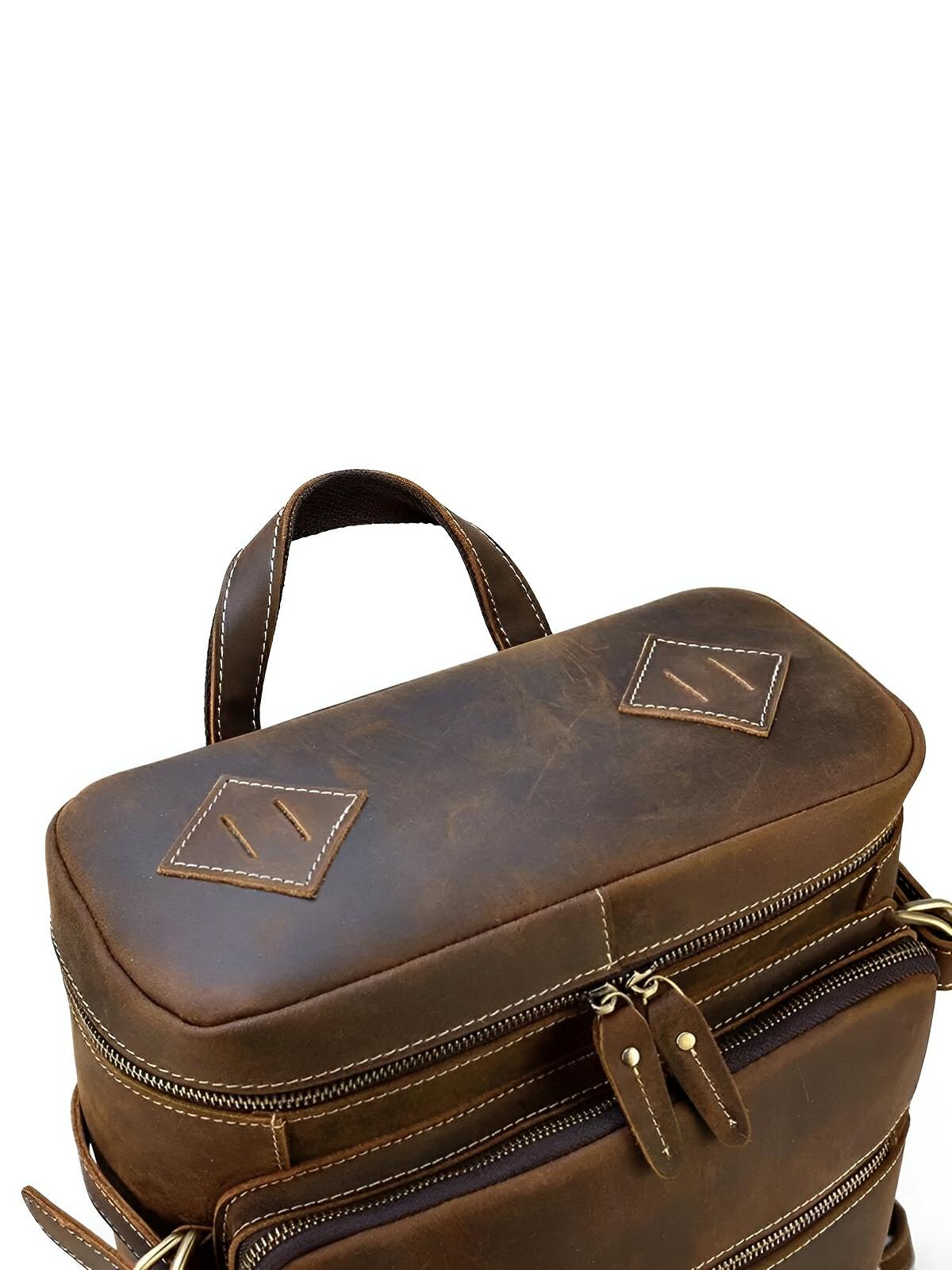 Sac à dos cuir, à nombreuses poches, pour un usage quotidien, modèle Rosaire - Sac à dos - Marron