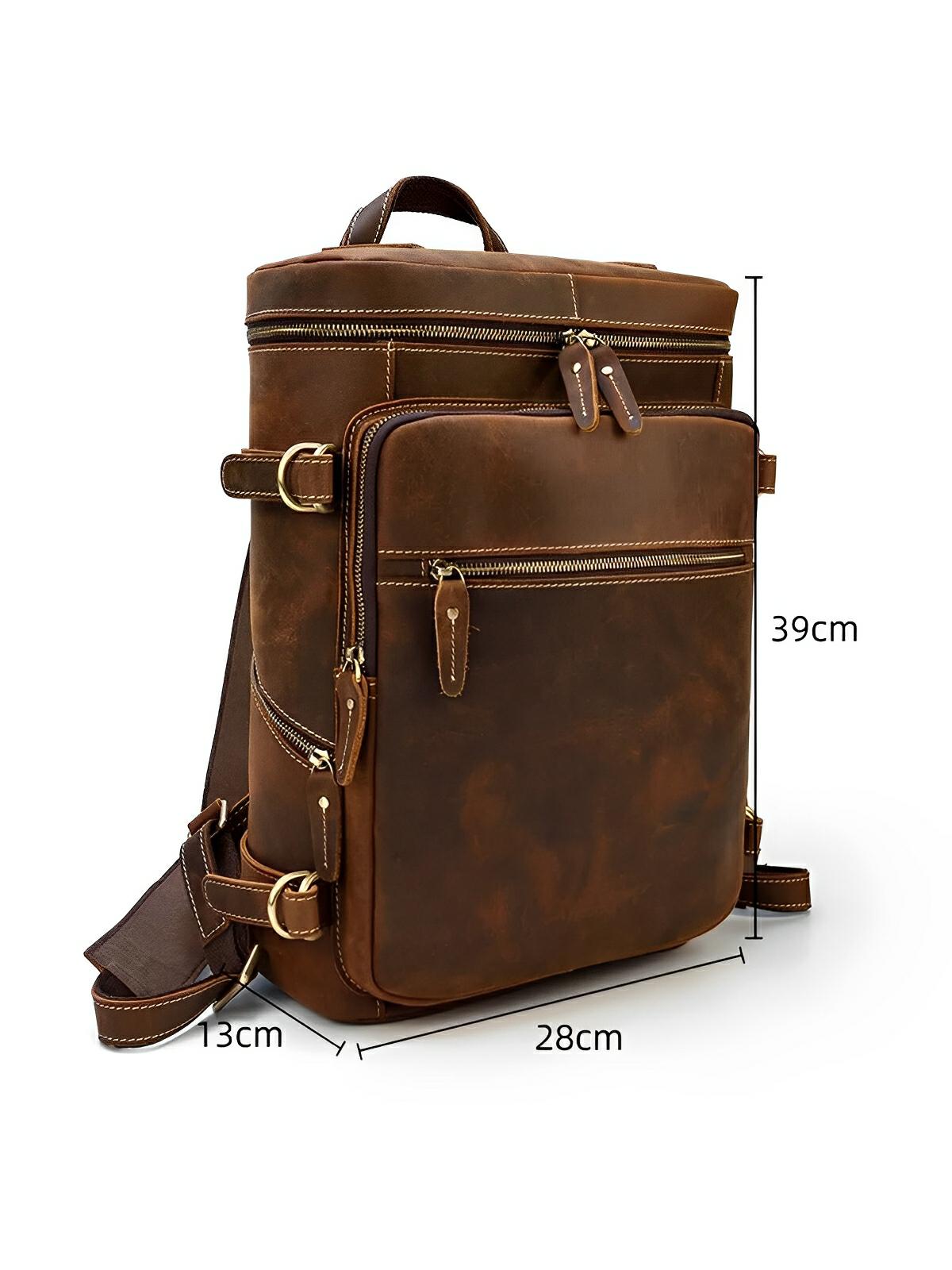 Sac à dos cuir, à nombreuses poches, pour un usage quotidien, modèle Rosaire - Sac à dos - Marron