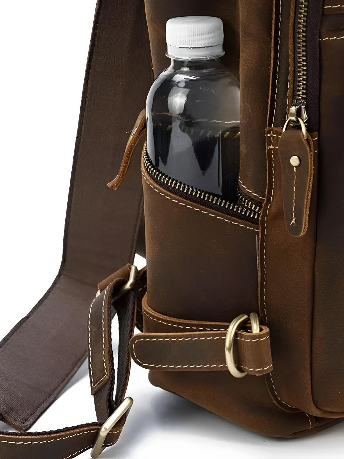 Sac à dos cuir, à nombreuses poches, pour un usage quotidien, modèle Rosaire - Sac à dos - Marron
