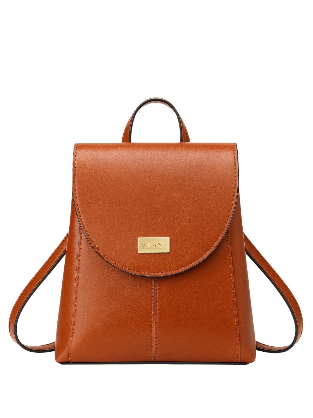 Sac à dos cuir femme, sac à dos ville, sac dos souple, sac dos fermeture magnétique, sac dos quotidien, modèle Osanne - Sac à dos - Cognac