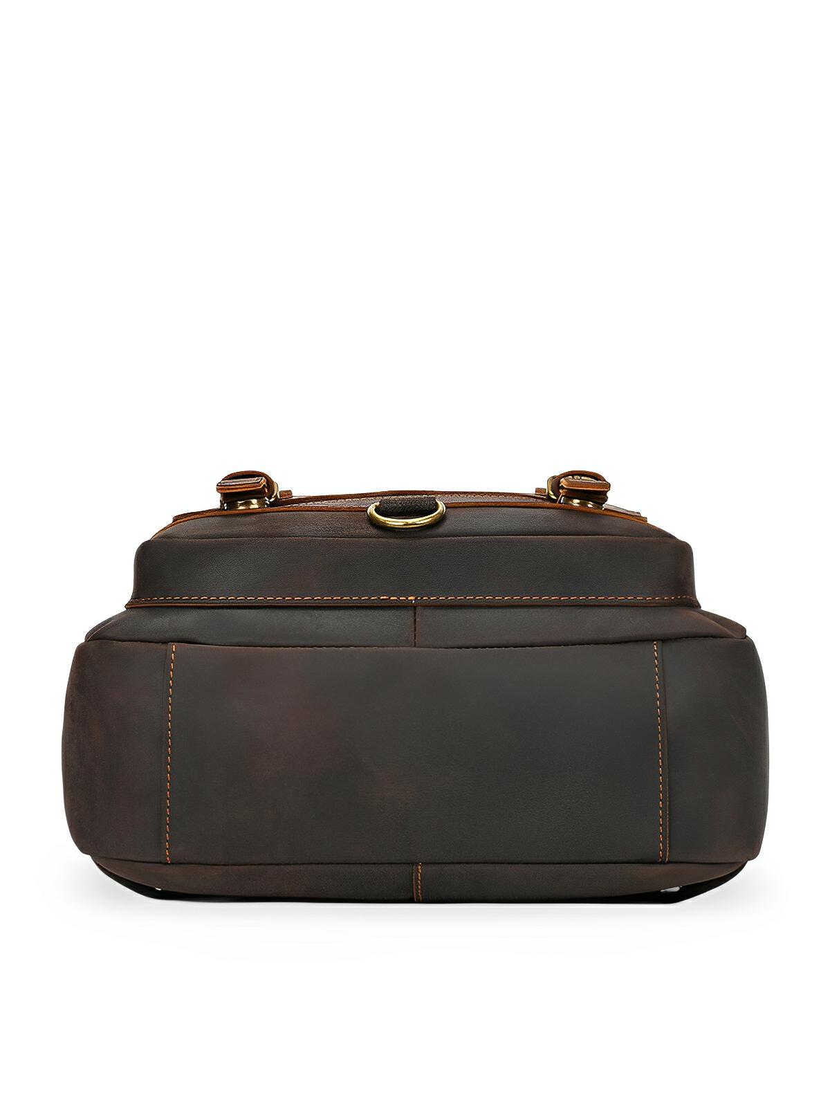 Sac à dos cuir, format cartable rétro, modèle Naissant - Sac à dos - Café