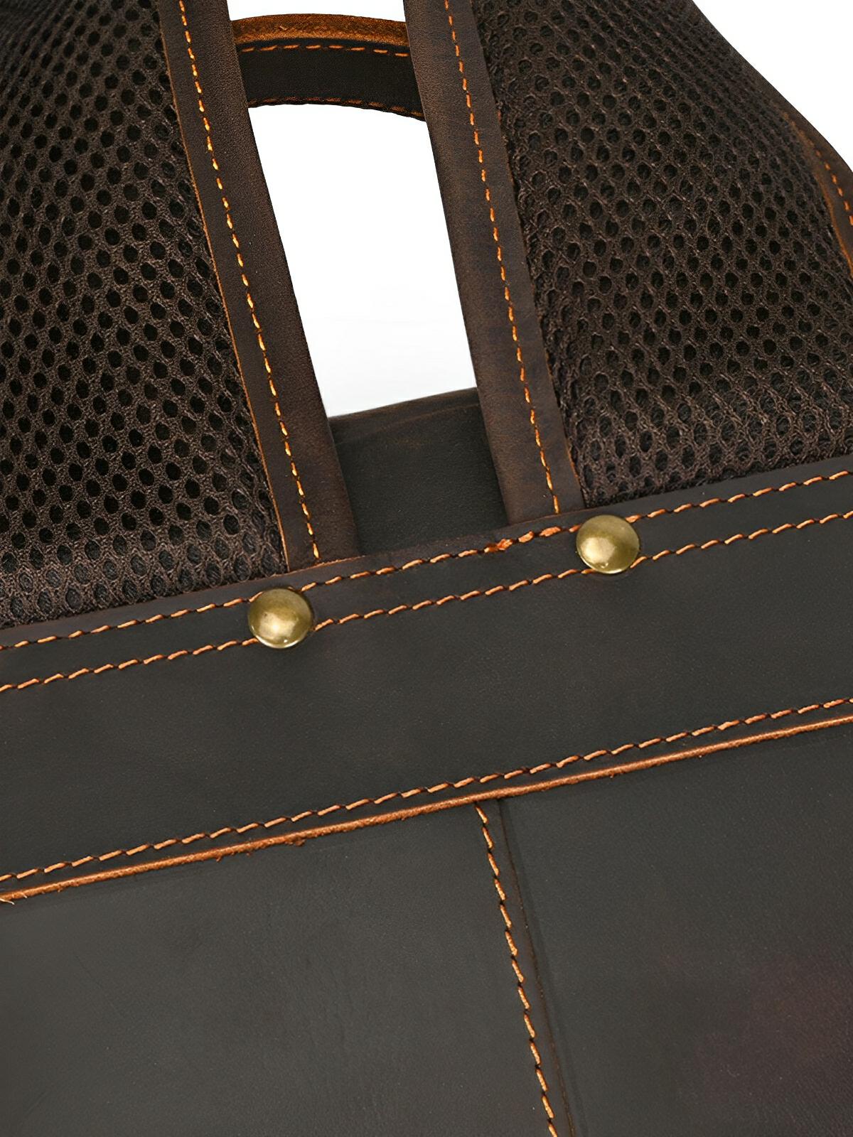 Sac à dos cuir, format cartable rétro, modèle Naissant - Sac à dos - Café