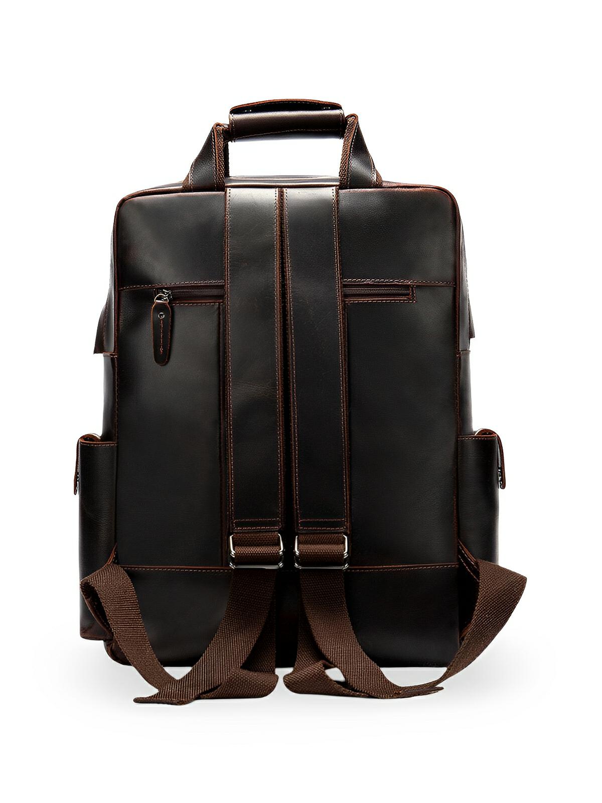 Sac à dos en cuir, multi - poches, ergonomique et spacieux, modèle Tancrède - Sac à dos - Noir