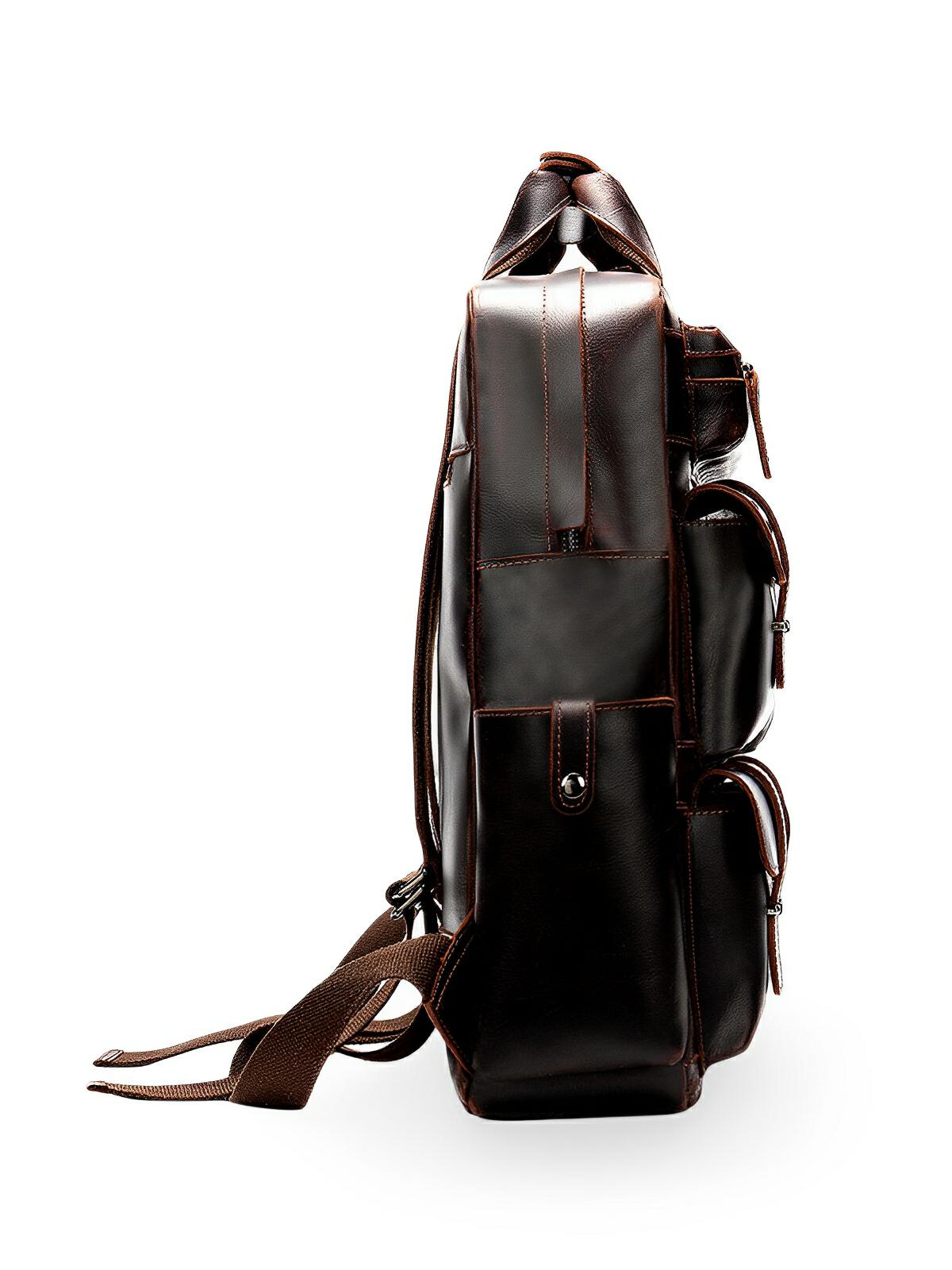 Sac à dos en cuir, multi - poches, ergonomique et spacieux, modèle Tancrède - Sac à dos - Noir