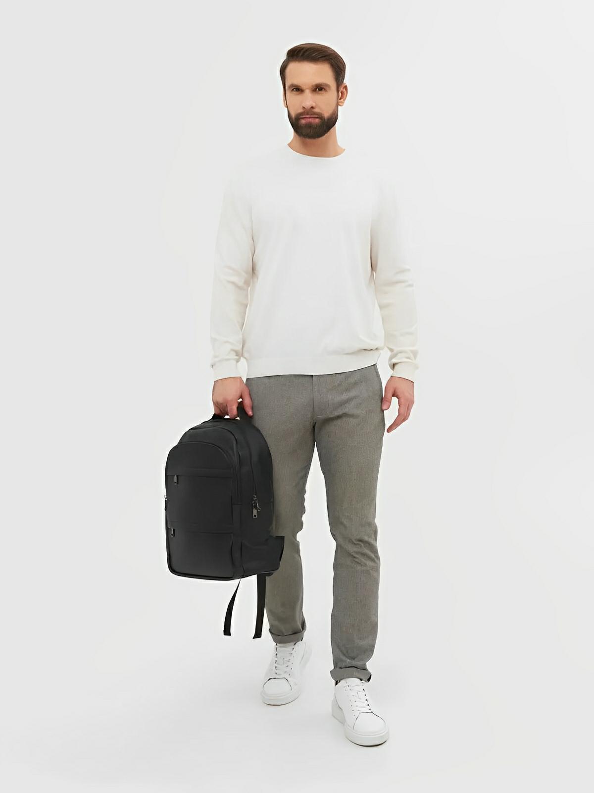 Sac à dos en cuir noir, moderne, pratique, spacieux et durable, modèle Théorus - Sac à dos - Noir
