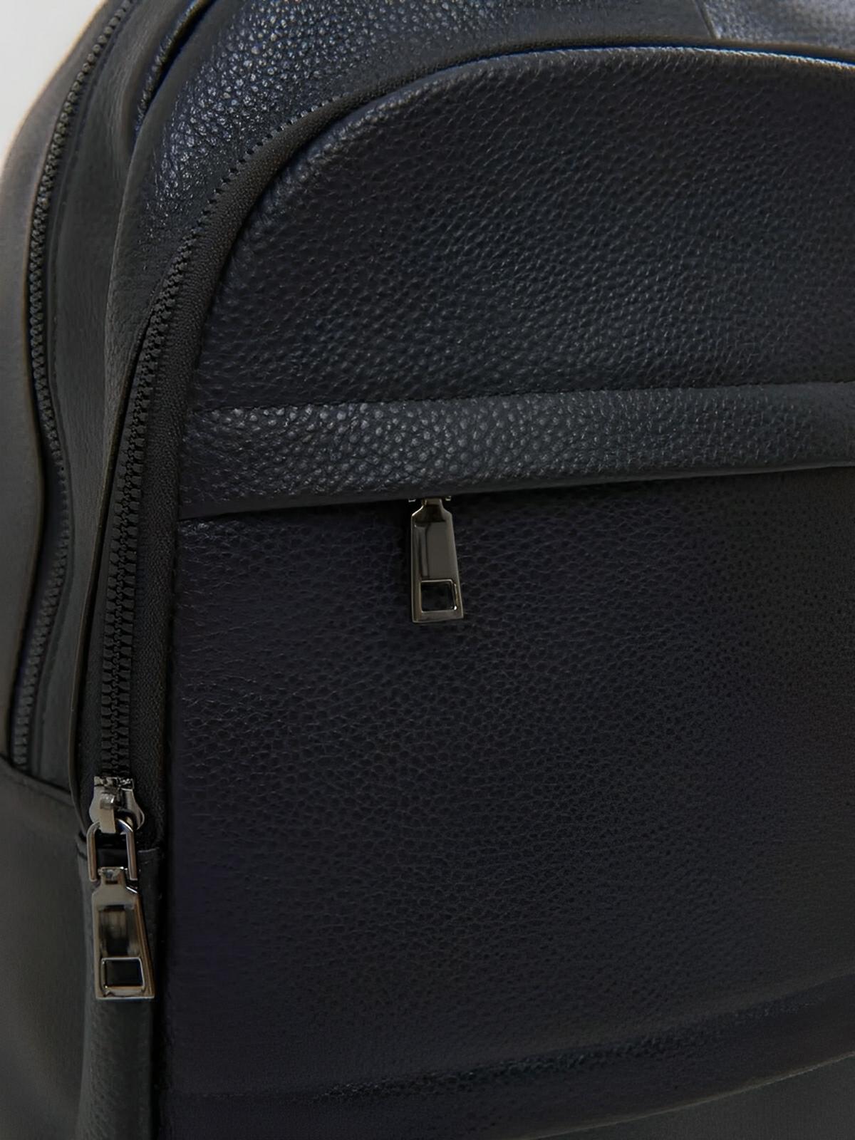Sac à dos en cuir noir, moderne, pratique, spacieux et durable, modèle Théorus - Sac à dos - Noir
