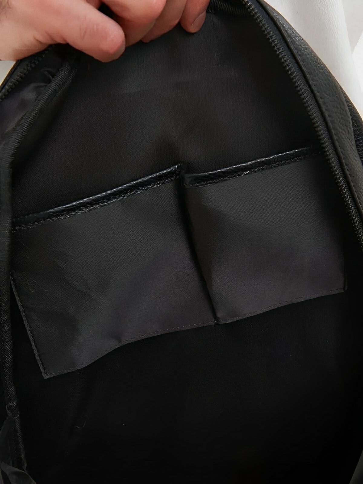 Sac à dos en cuir noir, moderne, pratique, spacieux et durable, modèle Théorus - Sac à dos - Noir