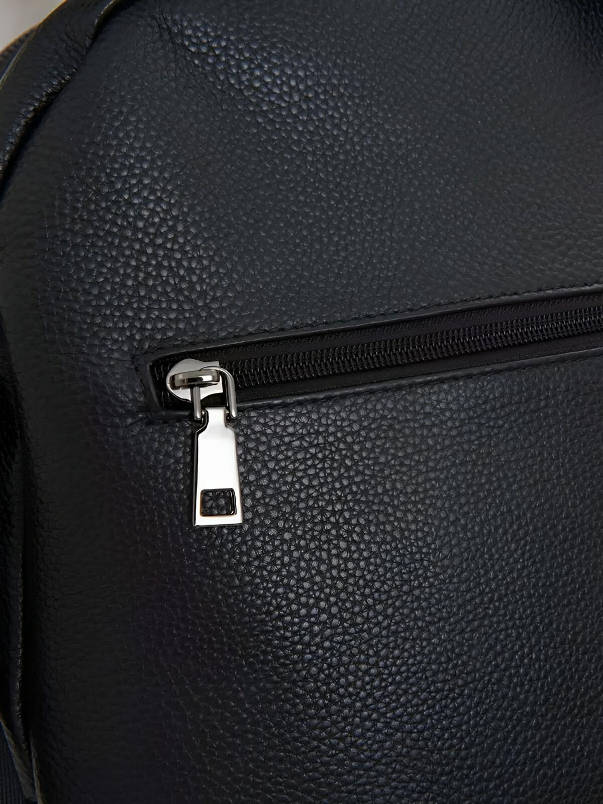 Sac à dos en cuir noir, moderne, pratique, spacieux et durable, modèle Théorus - Sac à dos - Noir