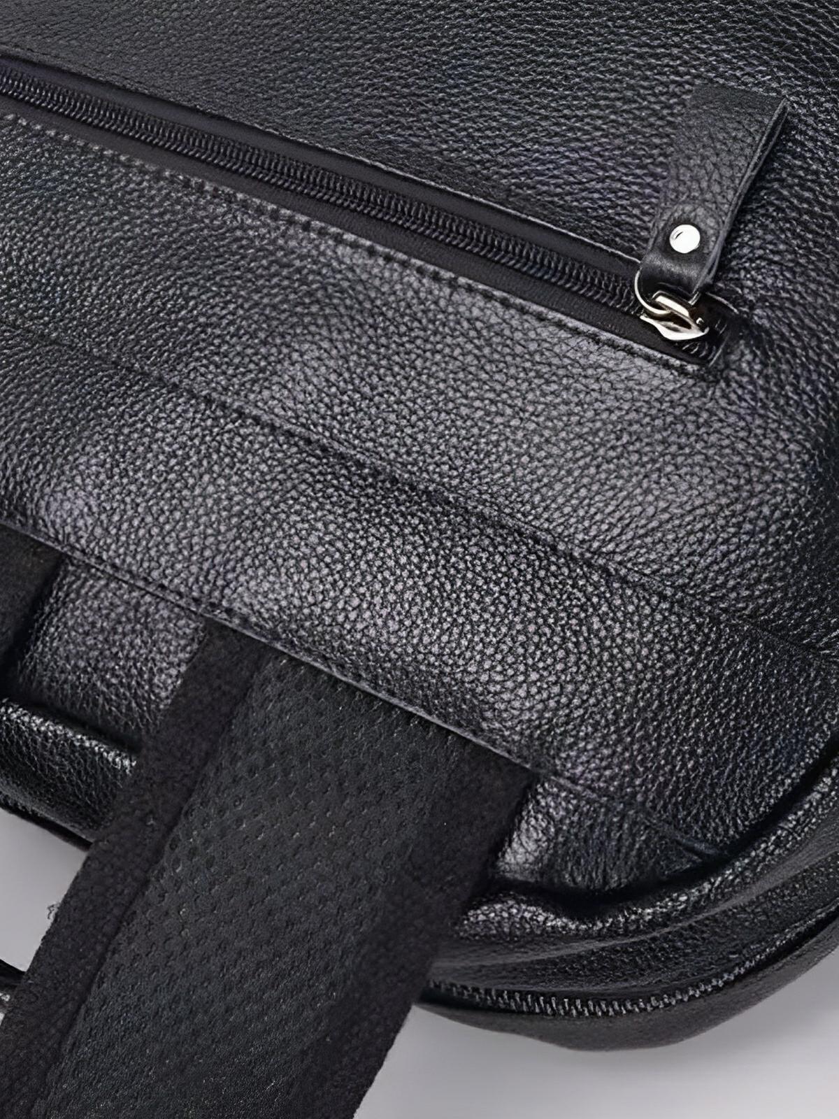 Sac à dos en cuir noir, moderne, pratique, spacieux et durable, modèle Théorus - Sac à dos - Noir