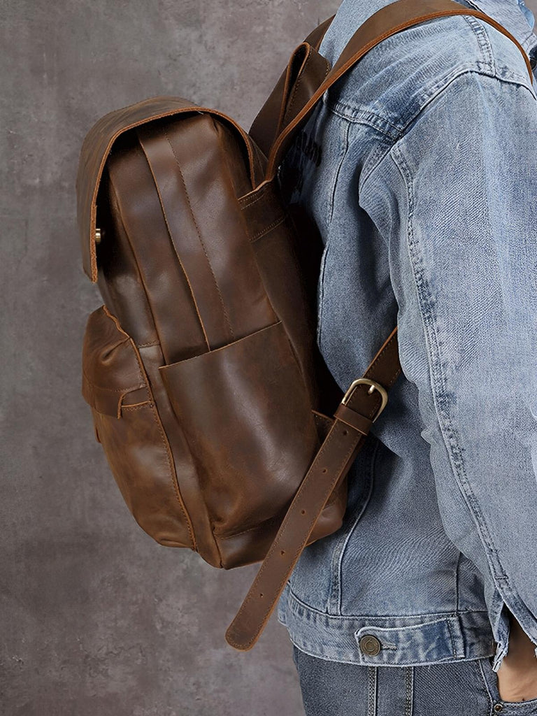 Sac à dos en cuir, un classique très élégant, modèle Xantin - Sac à dos - Café