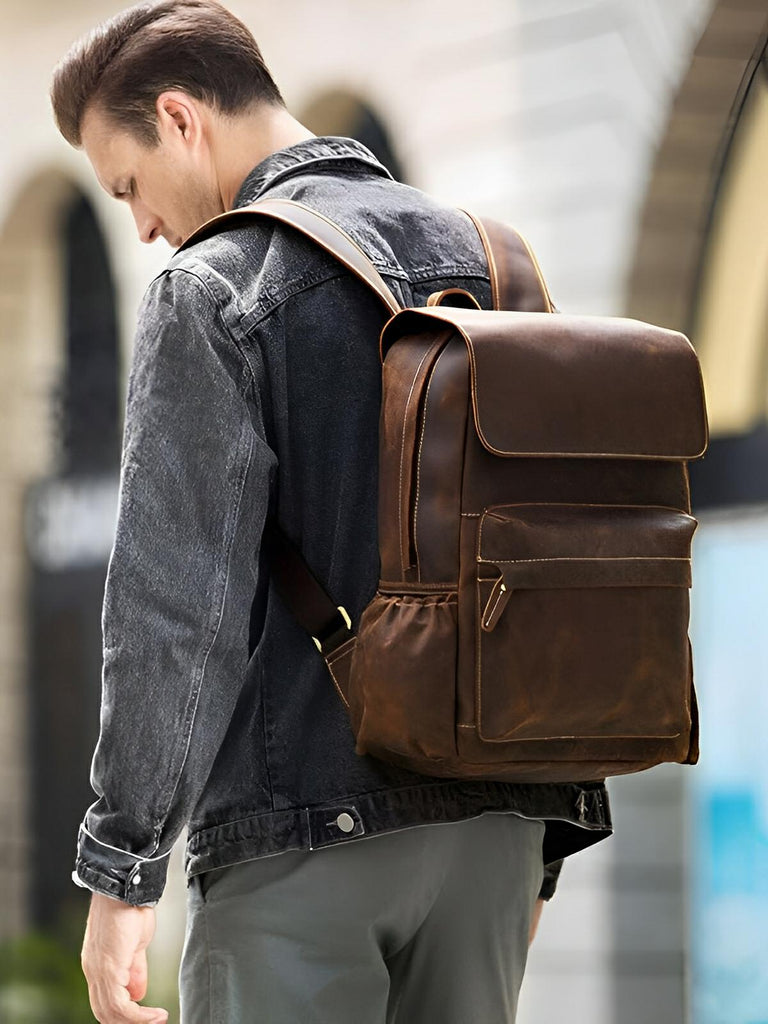 Sac à dos en cuir, un classique très élégant, modèle Xantin - Sac à dos - Café