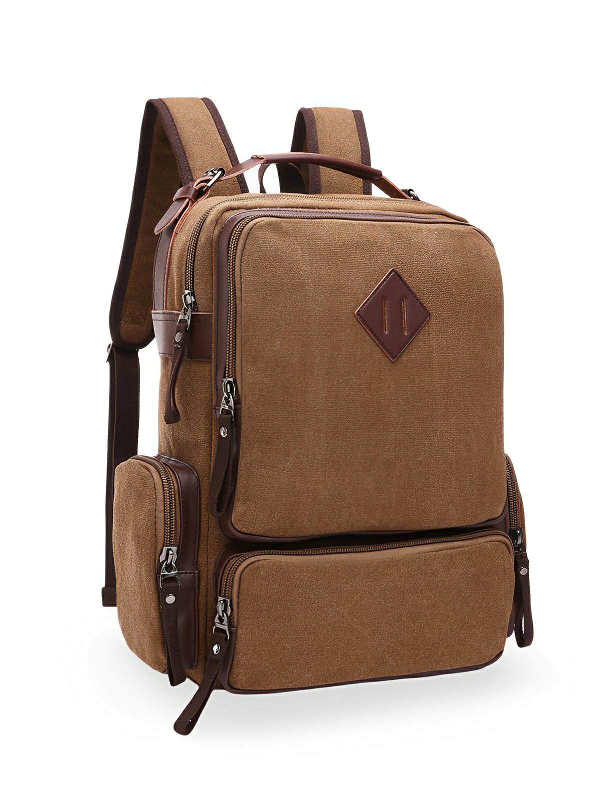 aidonger unisex vintage canvas backpack laptop backpack School Backpacks, Black Zipper Style Canvas backpack, large capacity, multi-pocket,
