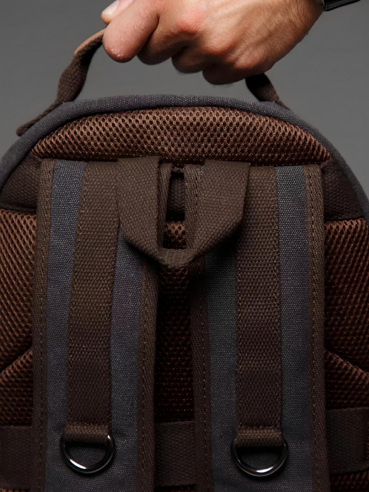 Sac à dos en toile canvas, grande capacité, bretelles rembourrées, design unisexe, modèle Charlie - Sac à dos - Gris foncé
