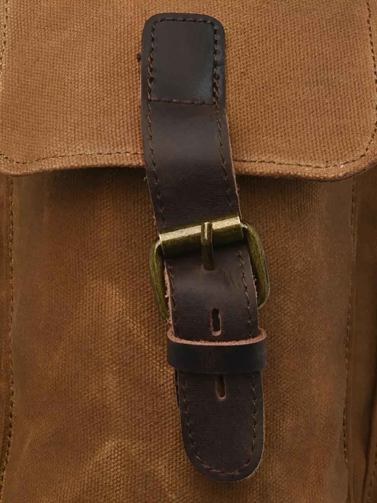 Sac à dos en toile cirée et cuir à grande capacité, imperméable et pratique, modèle Médéric - Sac à dos - Marron