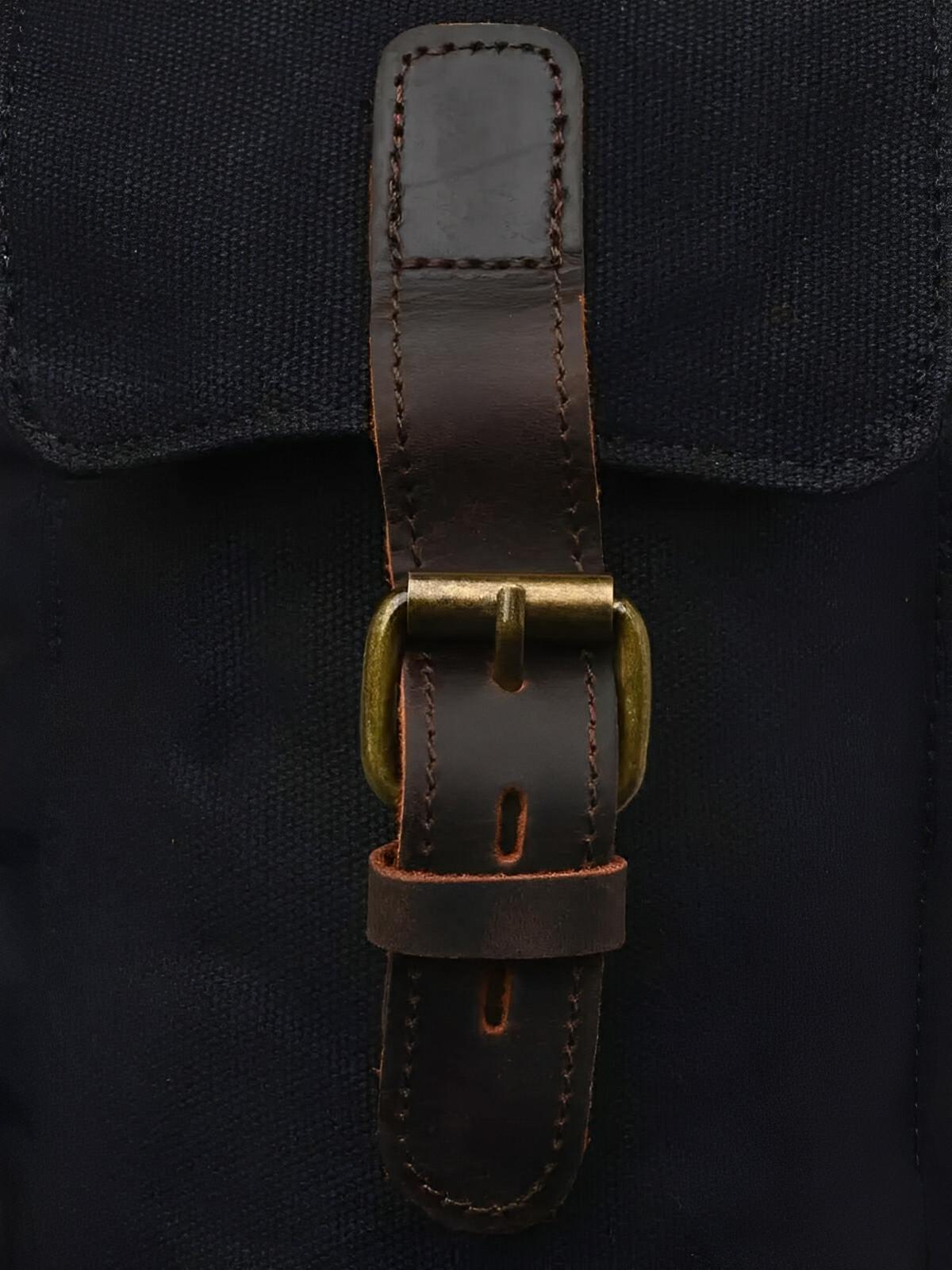 Sac à dos en toile cirée et cuir à grande capacité, imperméable et pratique, modèle Médéric - Sac à dos - Noir