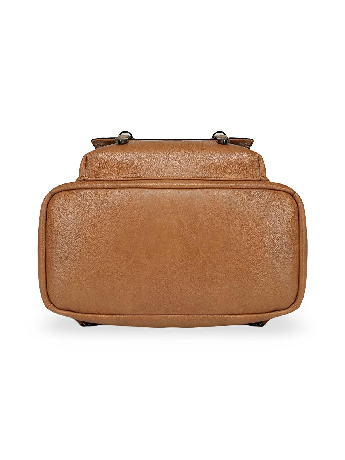 Sac à dos femme en Simili Vegan, multi - poches, bandoulière ajustable, style rétro, modèle Ilona - Sac à dos - Camel