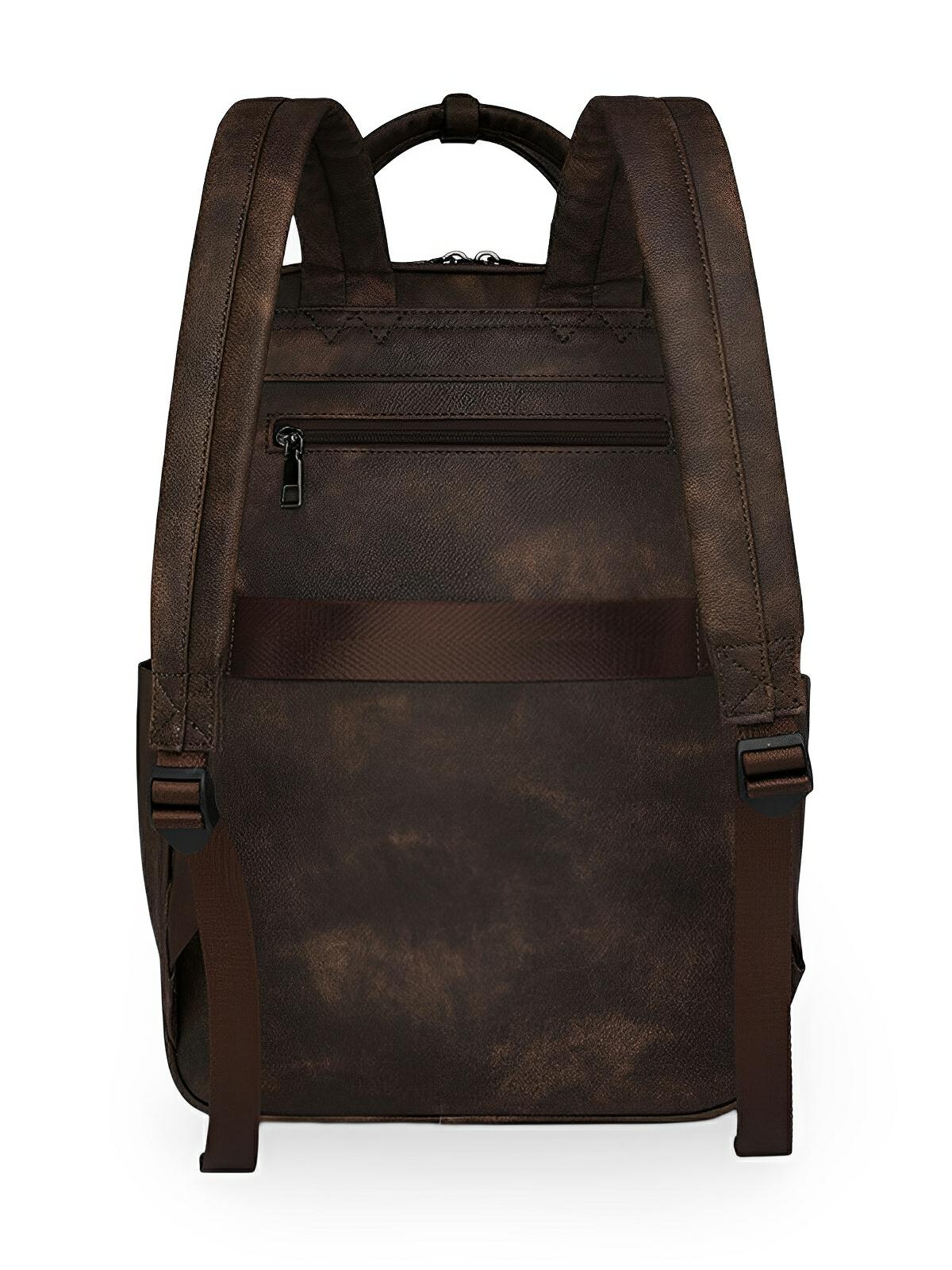 Sac à dos femme grande capacité, simili vegan, multifonctionnel, voyage, urbain, poches multiples, modèle Delphine - Sac à dos - Café