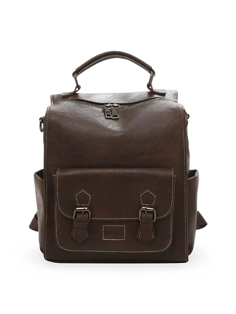 Sac à dos femme, simili vegan, design rétro, antivol, grande capacité, modèle Sisi - Sac à dos - Café