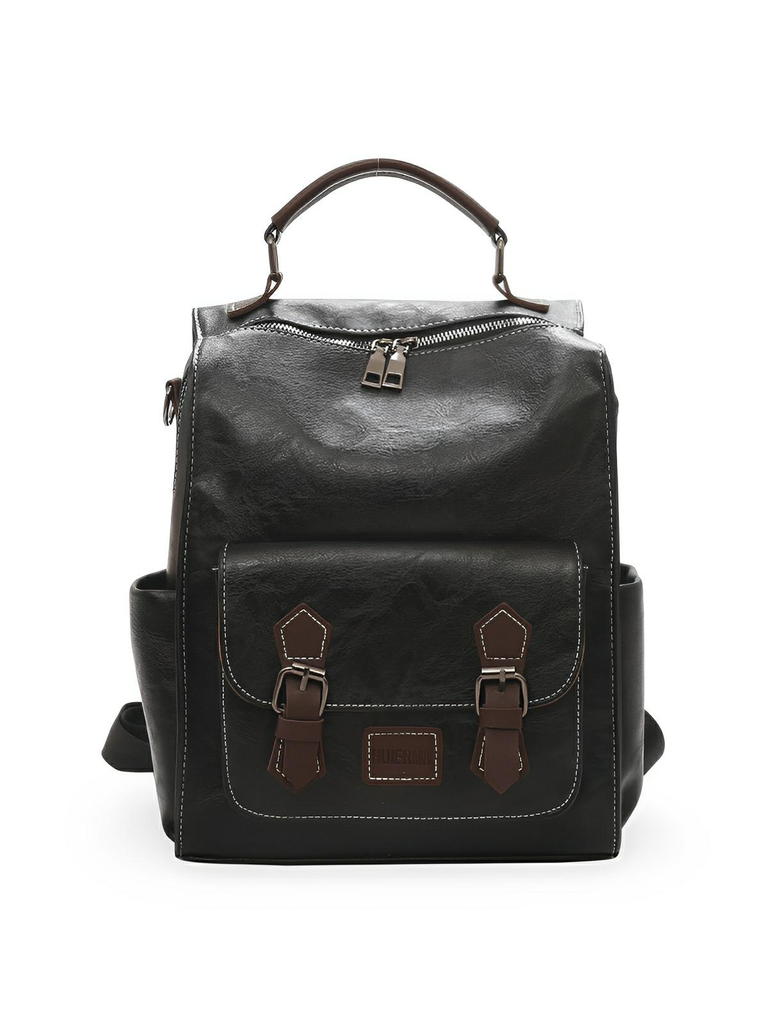 Sac à dos femme, simili vegan, design rétro, antivol, grande capacité, modèle Sisi - Sac à dos - Noir