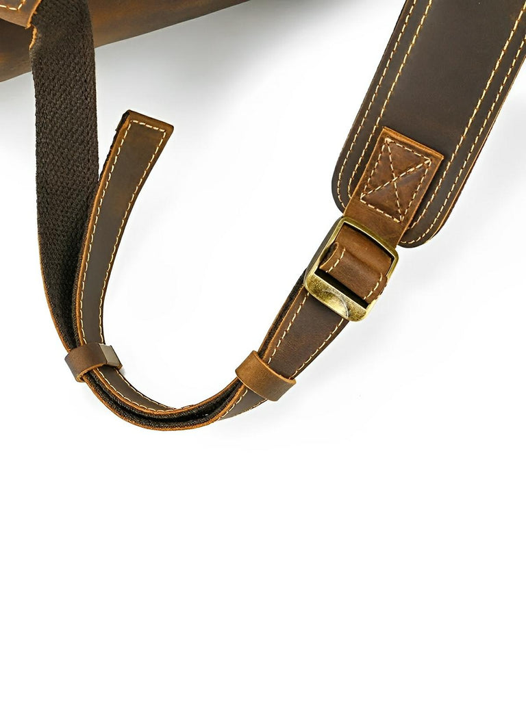 Sac à dos homme en cuir véritable, vintage et robuste, modèle Gervais - Sac à dos - Marron