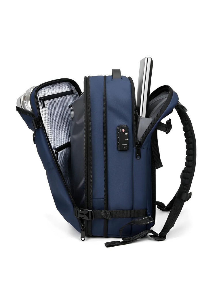 Sac à dos homme, multifonction, à grande capacité, extensible et imperméable, modèle Athanase - Sac à dos - Bleu