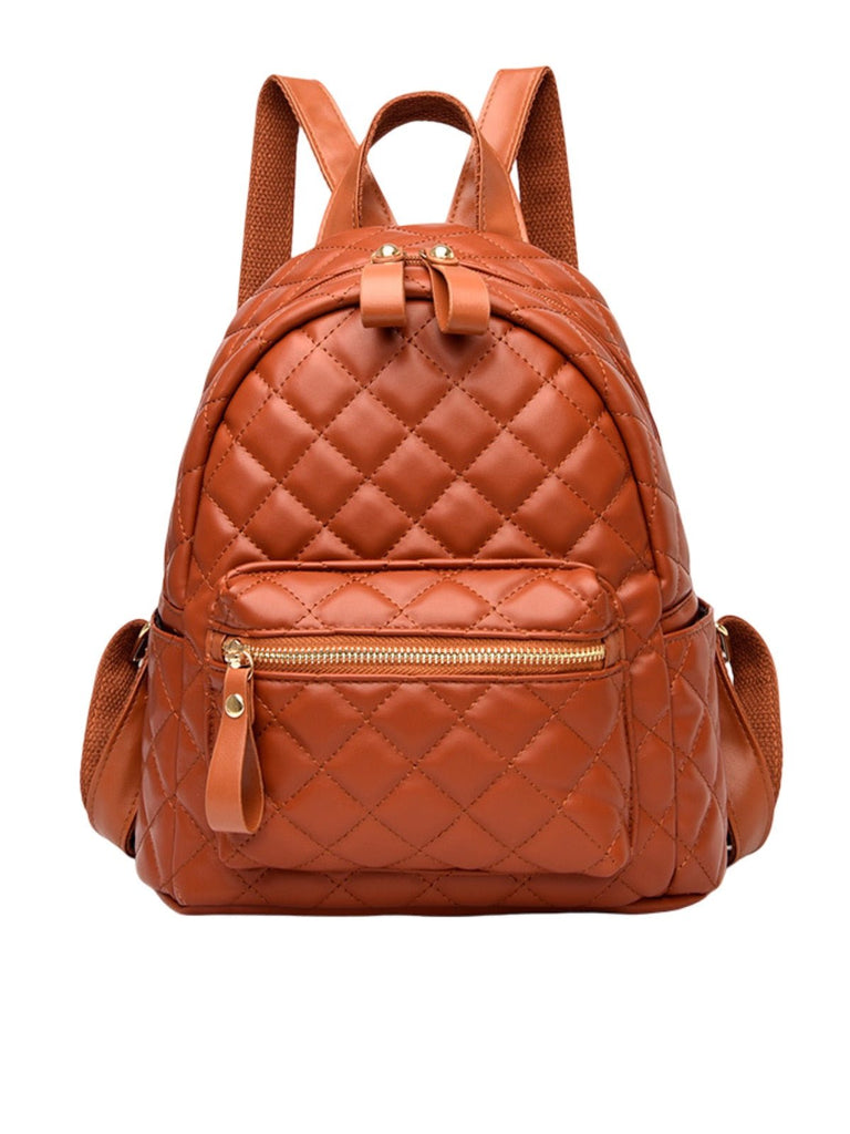 Sac à dos matelassé femme, petit sac à dos chic, sac à dos tendance y2k, mini sac à dos léger, pratique au quotidien, modèle Ode - Sac à dos - Marron