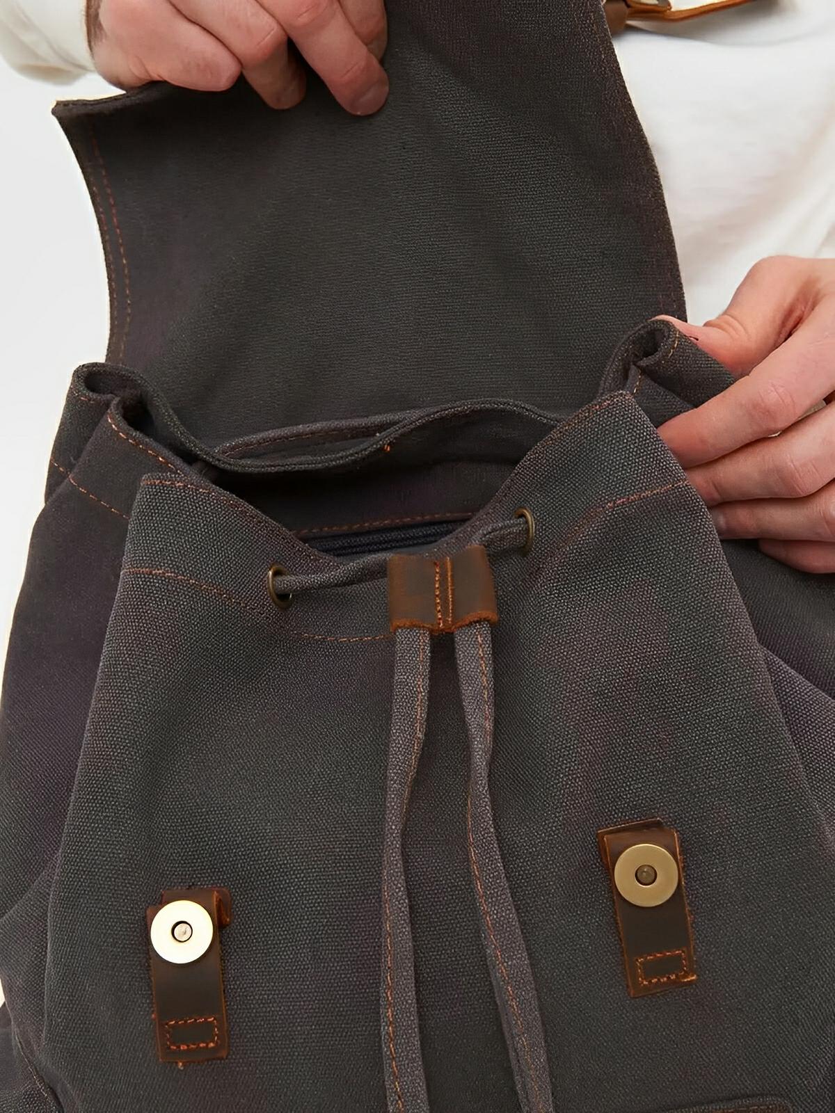 Sac à dos rétro en toile, grand, pour homme, idéal pour voyager, modèle Arselin - Sac à dos - Marron