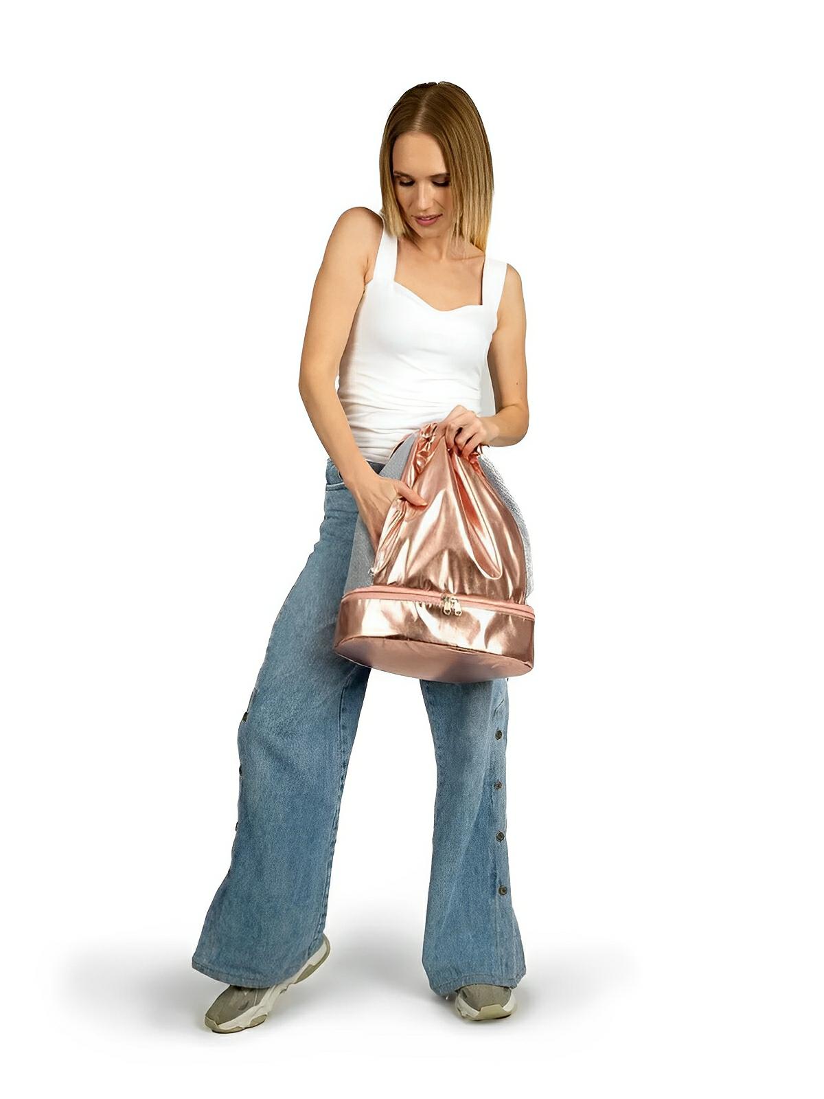Sac à dos sport femme, grande capacité, compartiment chaussures, tissu déperlant, léger, confort optimal, modèle Blandine - Sac à dos - Rose
