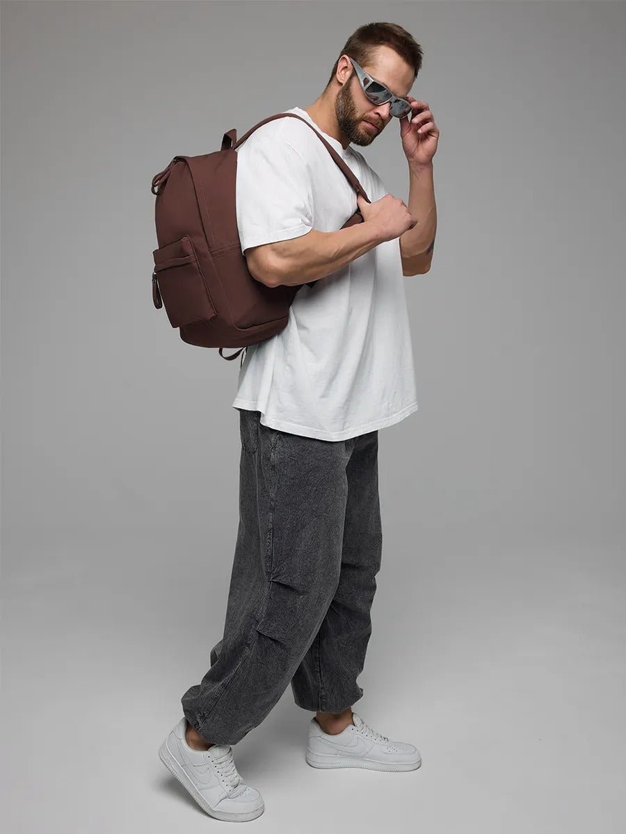Sac à dos unisexe, compartiment ordinateur, imperméable, grande capacité, usage quotidien, sac d'école, modèle Jixe - Sac à dos - Marron