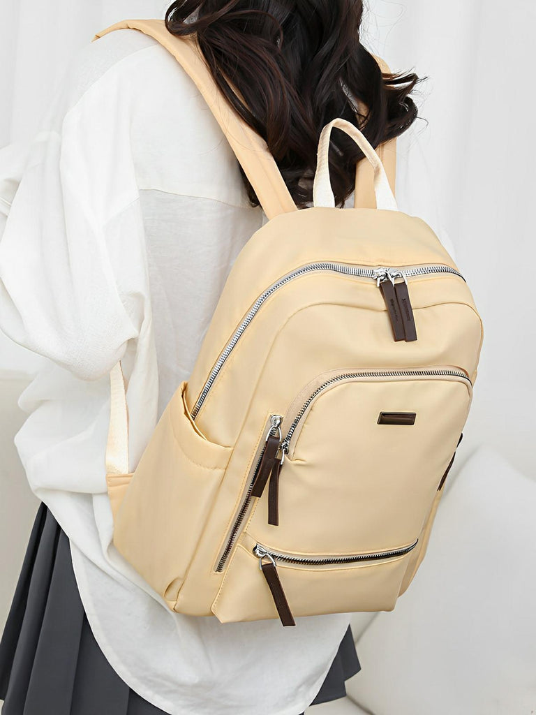 Sac à dos urbain femme, grande capacité, léger, multi - compartiments, voyage et quotidien, modèle Denise - Sac à dos - Beige