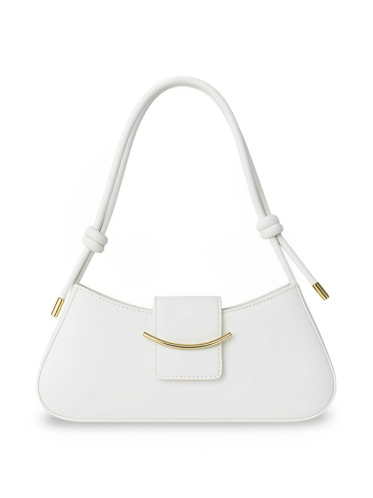 Sac à main baguette compact femme, simili vegan, bandoulière courte, imperméable, design minimaliste, modèle Bella - Sac à main - Blanc