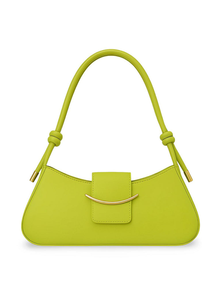 Sac à main baguette compact femme, simili vegan, bandoulière courte, imperméable, design minimaliste, modèle Bella - Sac à main - Vert