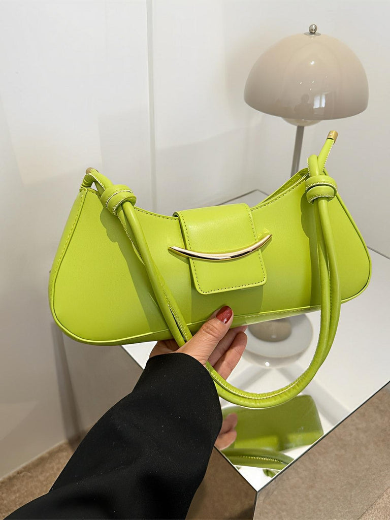 Sac à main baguette compact femme, simili vegan, bandoulière courte, imperméable, design minimaliste, modèle Bella - Sac à main - Vert