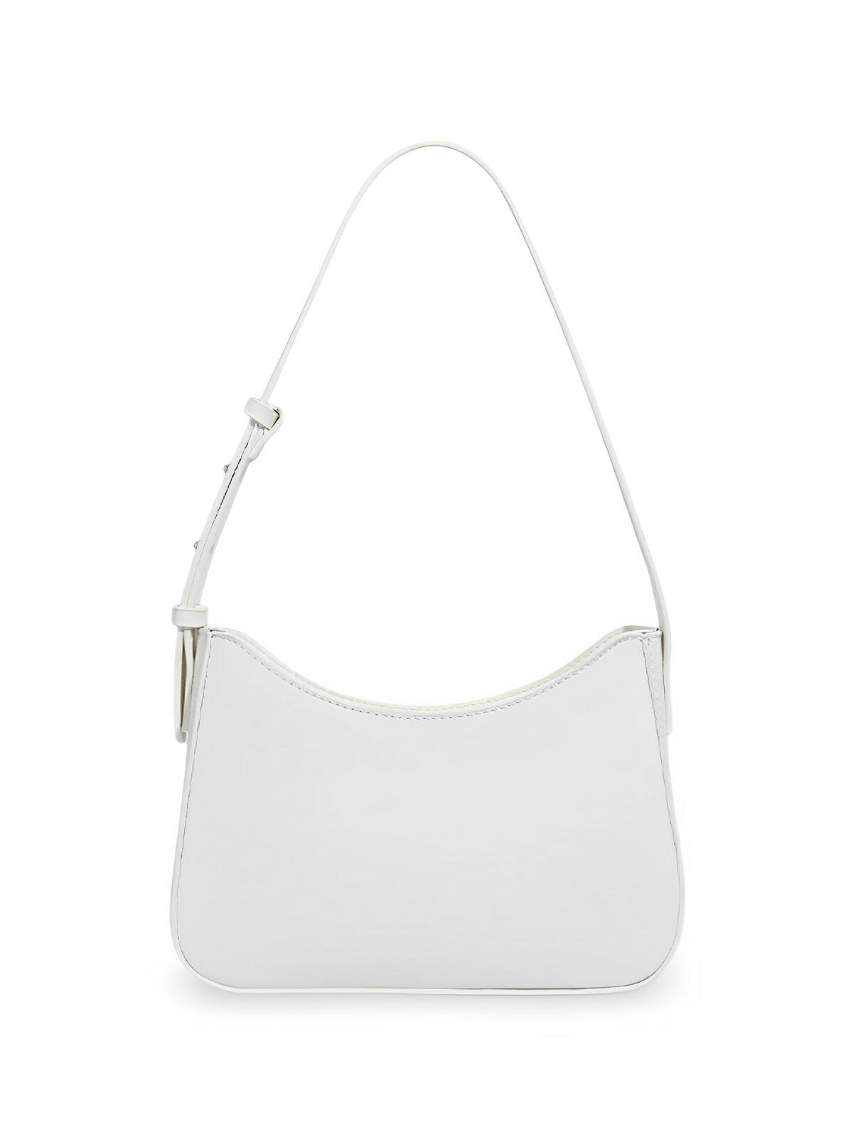 Sac à main baguette femme, bandoulière réglable, petit format, fermeture éclair, style minimaliste, modèle Ciah - Sac à main - Blanc