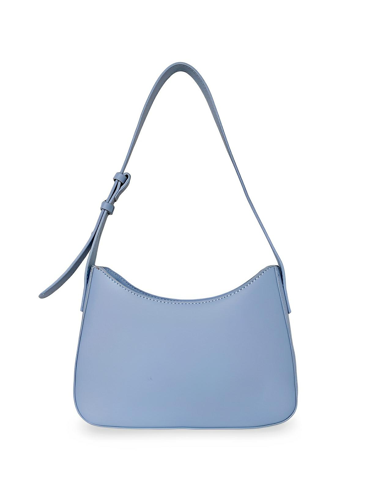Sac à main baguette femme, bandoulière réglable, petit format, fermeture éclair, style minimaliste, modèle Ciah - Sac à main - Bleu