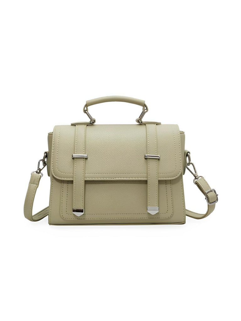 Sac à main baguette noir en simili vegan, bandoulières interchangeables, format structuré, multi - compartiments, élégant et pratique, modèle Katia - Sac à main - Vert