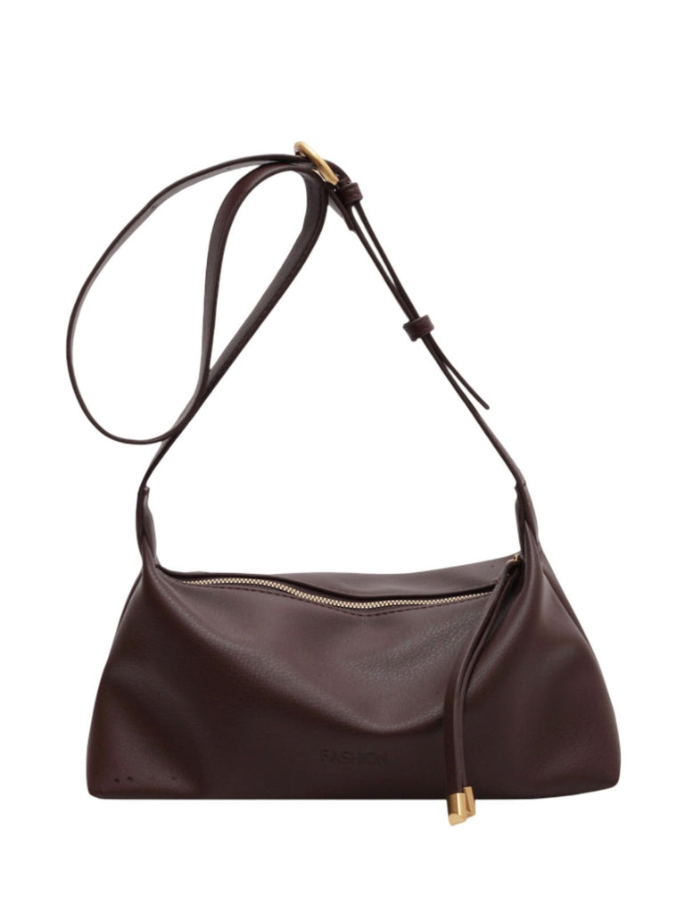 Sac à main baguette, simili vegan, hobo tendance, bandoulière réglable, pochette incluse, y2k, modèle Déborah - Sac à main - Café