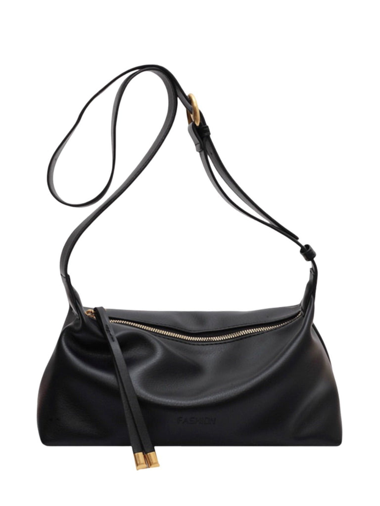 Sac à main baguette, simili vegan, hobo tendance, bandoulière réglable, pochette incluse, y2k, modèle Déborah - Sac à main - Noir