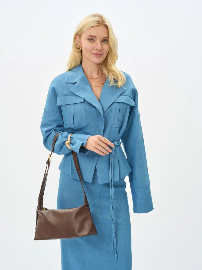 Sac à main baguette, simili vegan, hobo tendance, bandoulière réglable, pochette incluse, y2k, modèle Déborah - Sac à main - Marron