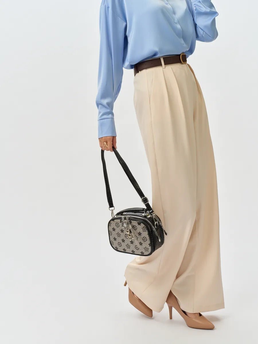 Sac à main bandoulière femme, sac à main à motif brillant, sac porté travers compact, chic fantaisie, mini sac rigide, modèle Audrey - Sac à main - Style 2